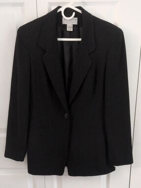 Vintage Talbots 100% Wool Black Single-Button Notch-Lapel Blazer *Perfect*